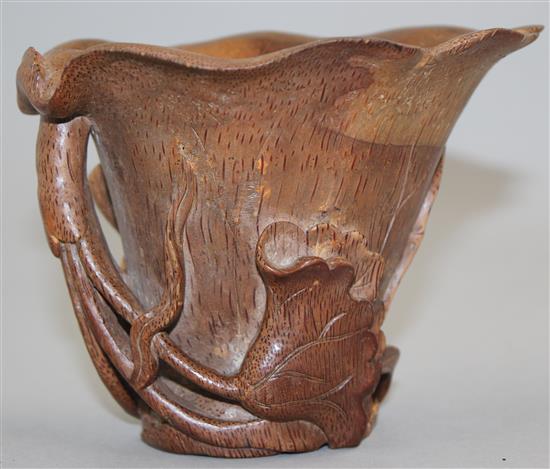 A Chinese bamboo libation cup, 10.5cm